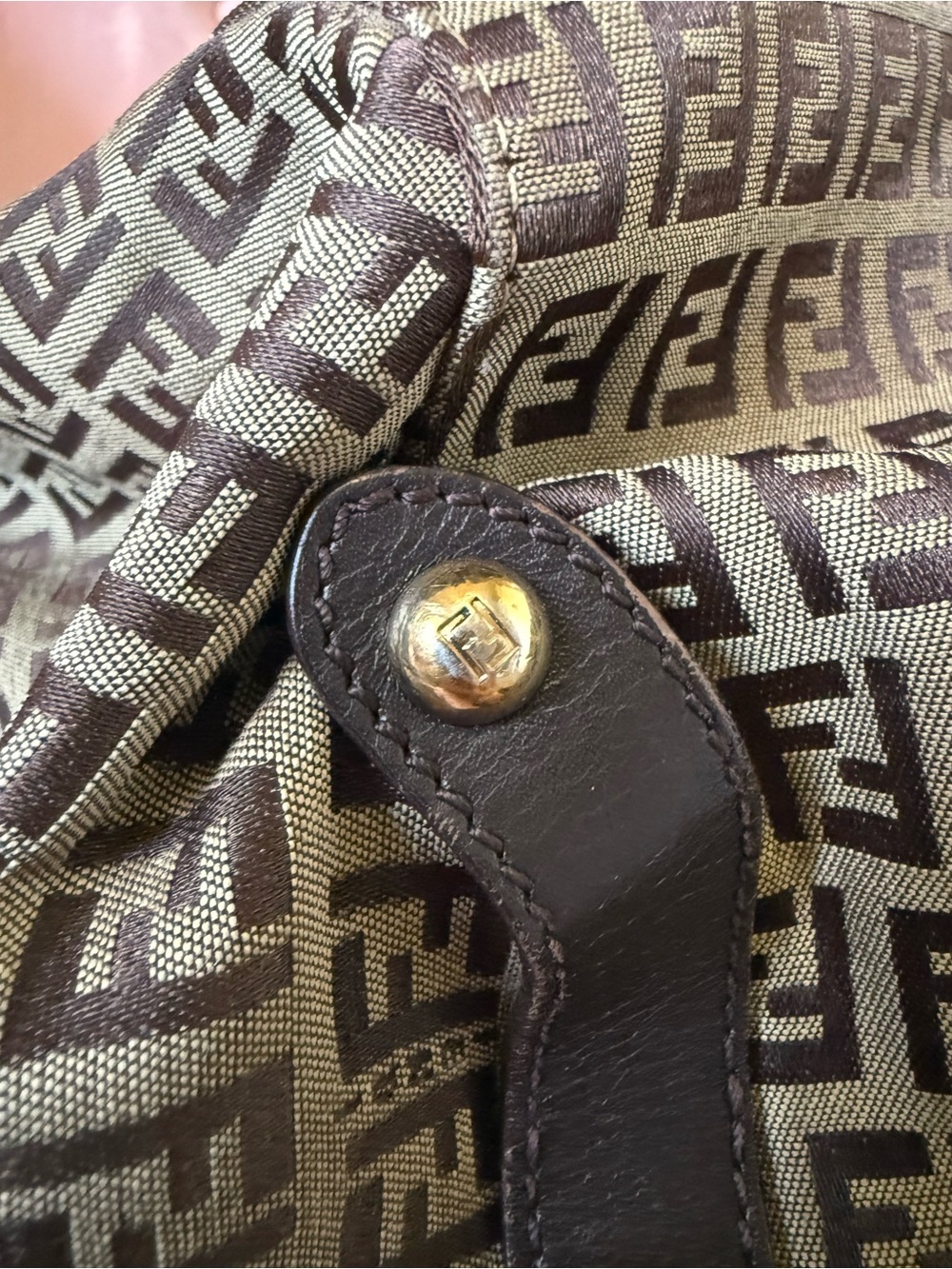 π―Auth! Vintage FENDI ZUCCHINO Shoulder Hobo Bag Canvas w Braided Leather Handle - Picture 16 of 16